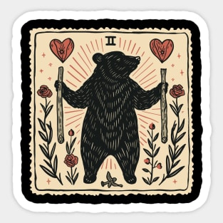 Tarot card with bear and hearts Sticker